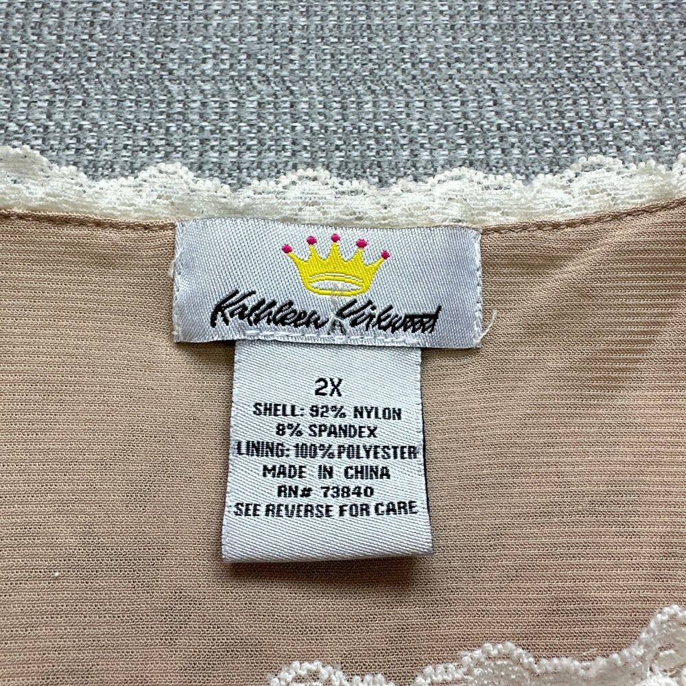 Kathleen Kirkwood Tank Top Shirt Womens 2X Y2K Fairy Lace Overlay Cream Stretch - Picture 2 of 8
